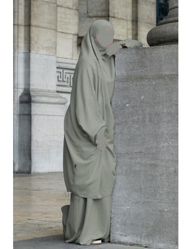Olive Grey two piece jilbab umm hafsa