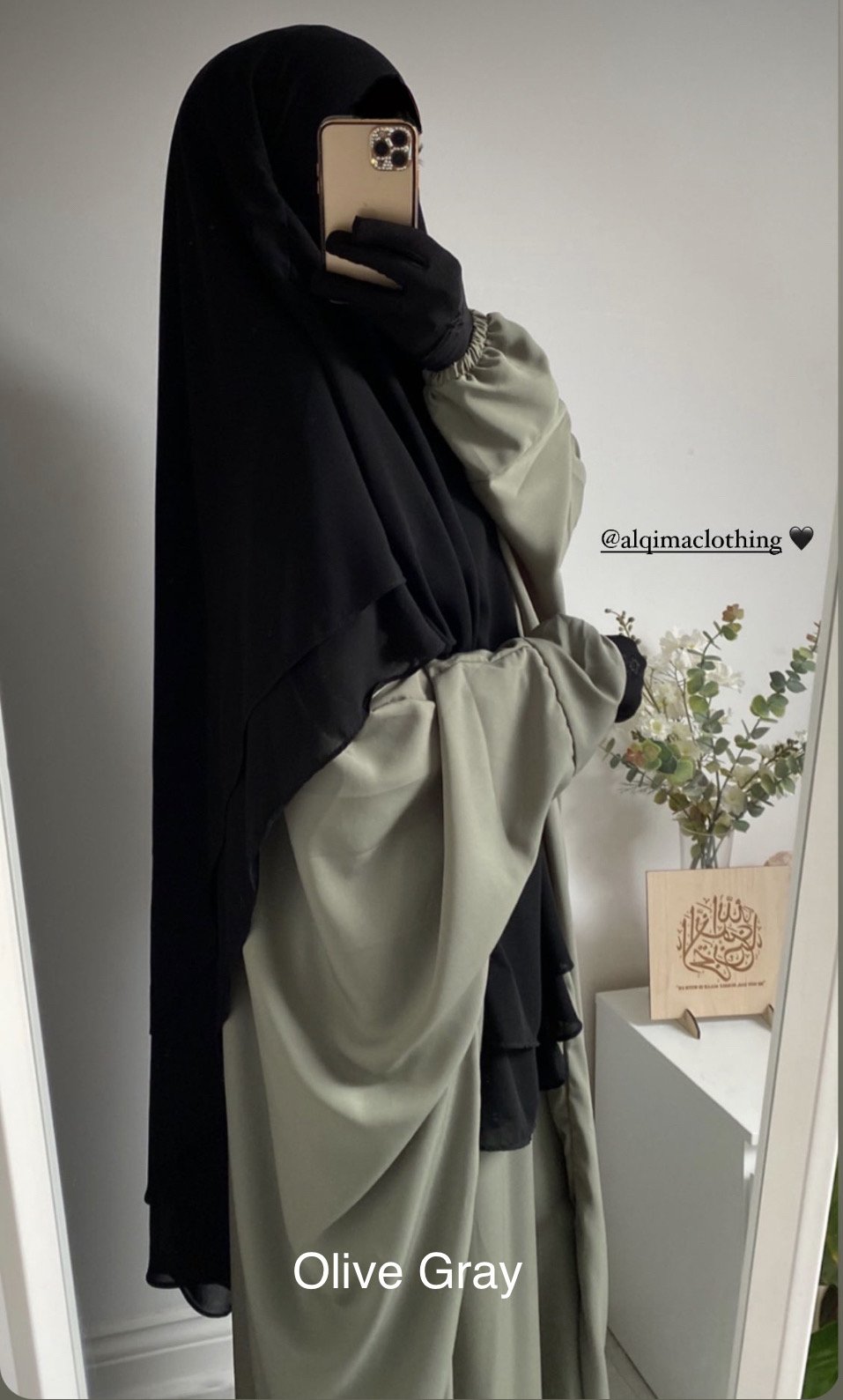 Olive Grey Butterfly abaya umm hafsa