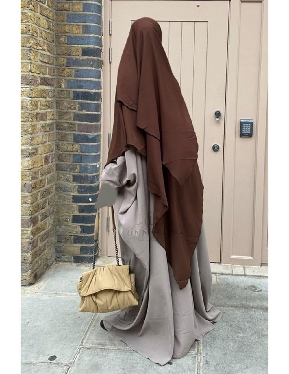 Brown two layer khimar umm hafsa