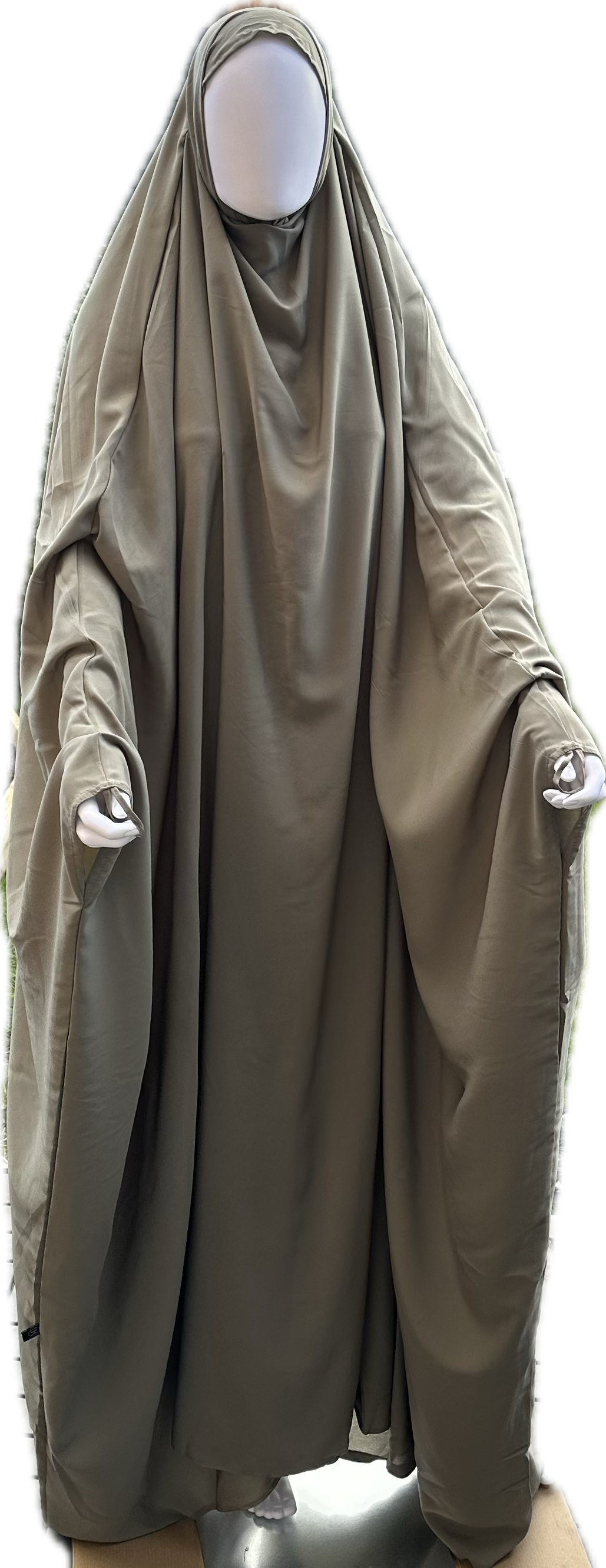 Olive Grey One piece big saudi jilbab