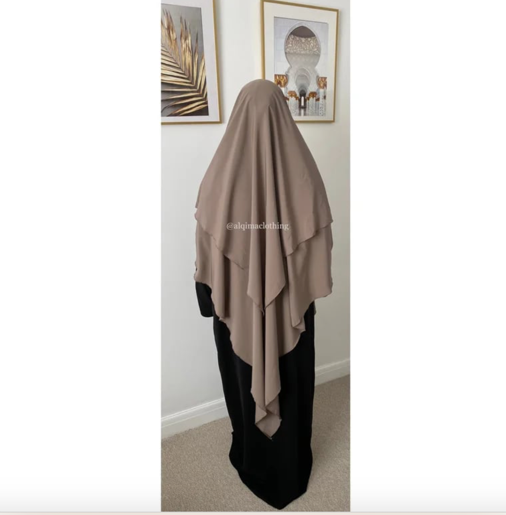 Taupe two layer khimar umm hafsa