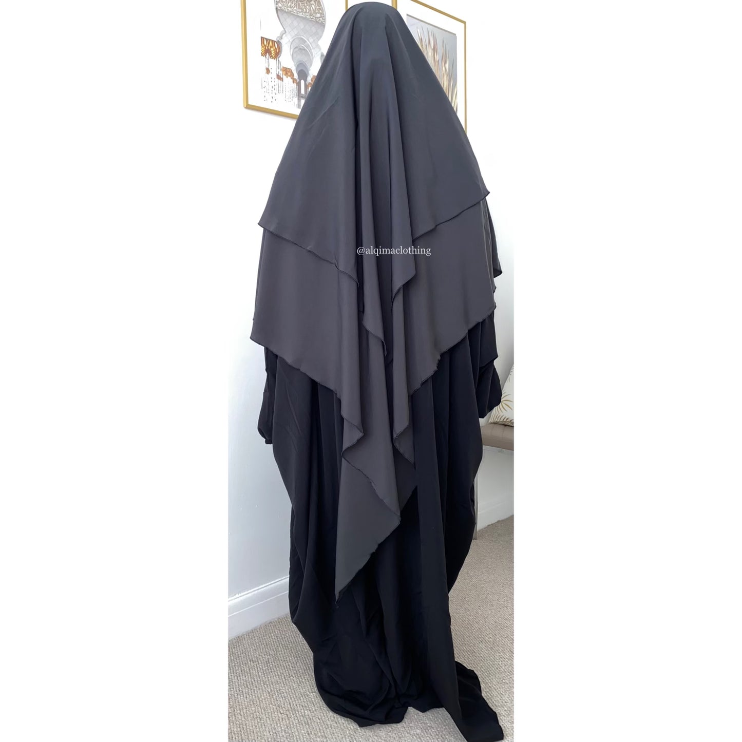 Grey two layer khimar umm hafsa