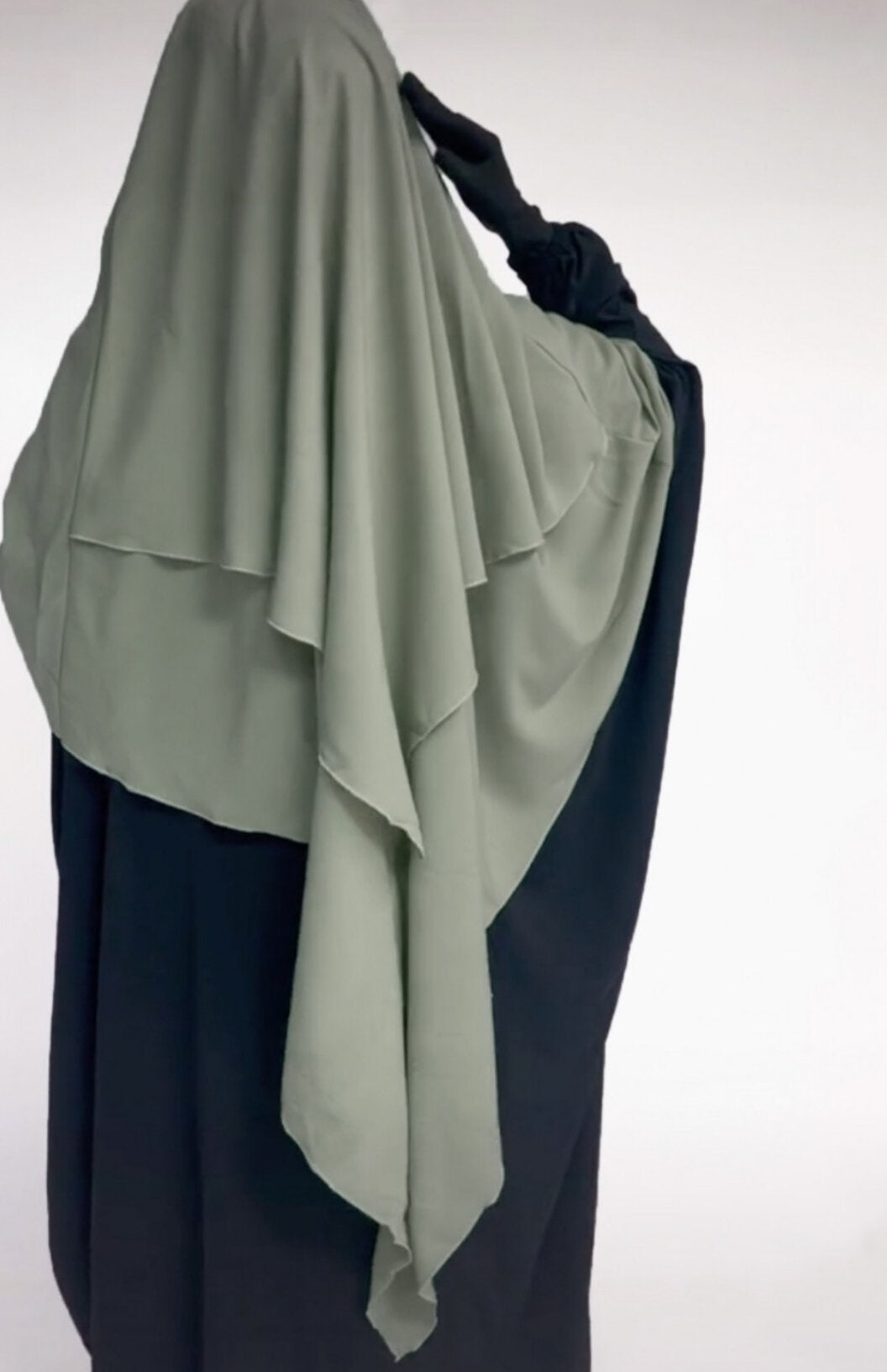 Olive Grey two layer khimar umm hafsa