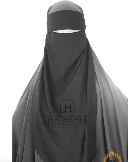 Black One Layer Niqab